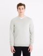 Pull col V 100% coton - gris clair
