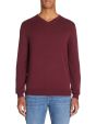 Pull col v 100% coton - bordeaux