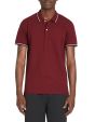 Polo piqué col contrasté slim en coton stretch - bordeaux