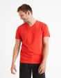 T-shirt col V 100% coton - rouge