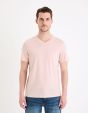 T-shirt col V 100% coton -bois de rose