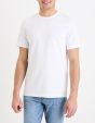 T-shirt straight col rond coton mélangé - blanc