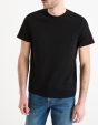T-shirt straight col rond coton mélangé - noir