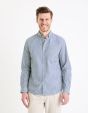 Chemise col boutonné regular 100% coton - bleu