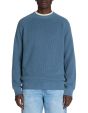 Pull col rond 100% coton - bleu