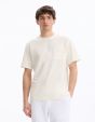 T-shirt boxy col rond - beige