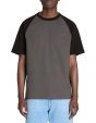 T-shirt boxy col rond 100% coton - anthracite