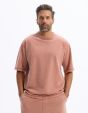 T-shirt oversize col rond 100% coton - marron