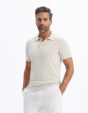 Polo slim en maille coton mélangé - ecru