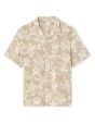 Chemisette regular à motif floral en lin et coton - beige