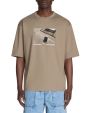 T-shirt oversize col rond 100% coton - taupe
