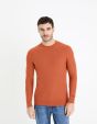Pull col rond 100% coton - orange