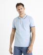 Polo piqué en coton elasthanne - bleu ciel