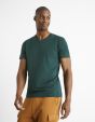 T-shirt col V coton stretch - vert