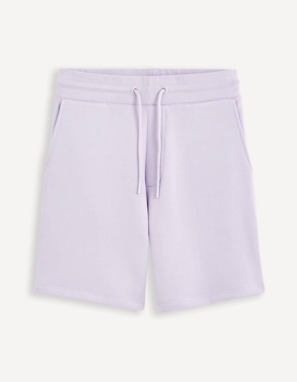 Bermuda straight en coton molleton - violet