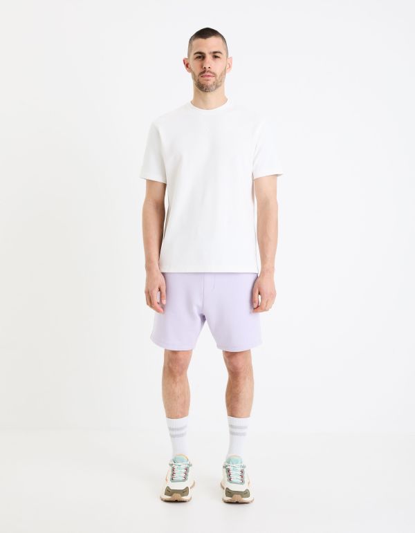 Bermuda straight en coton molleton - violet