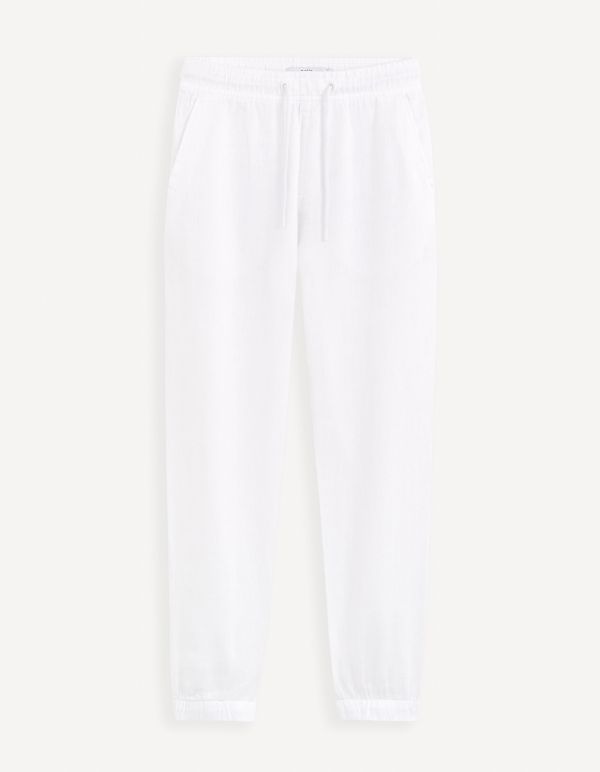 Pantalon jogger en lin - blanc