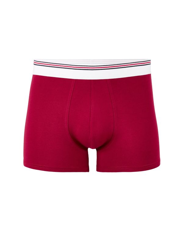 Boxer coton stretch ceinturé contrastée - prune