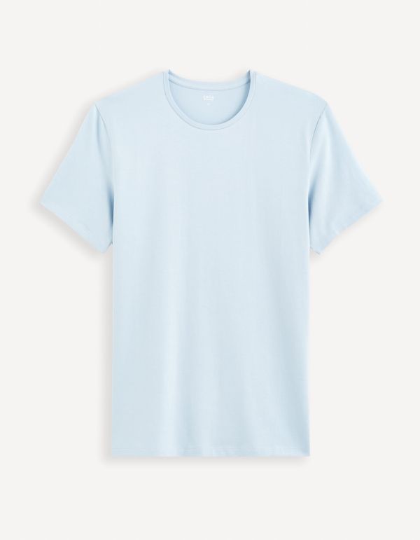 T-shirt col rond coton stretch - bleu