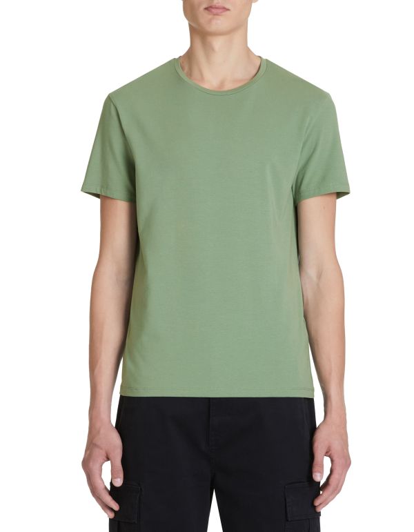 T-shirt col rond en coton stretch - vert