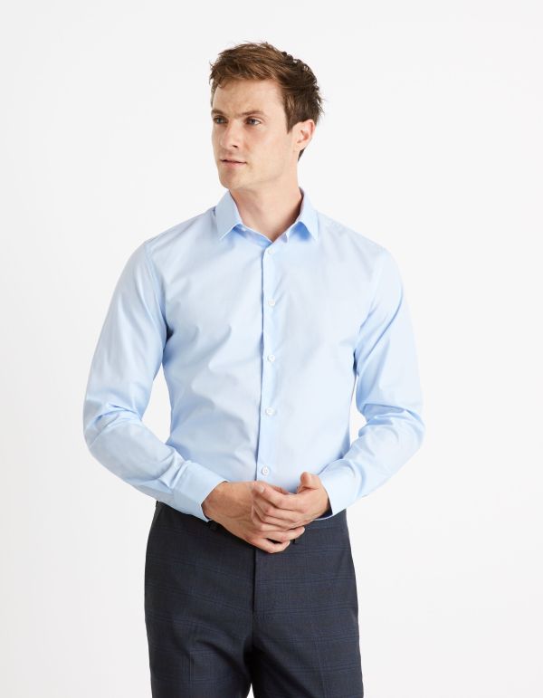 Chemise  slim 100% coton - bleu clair