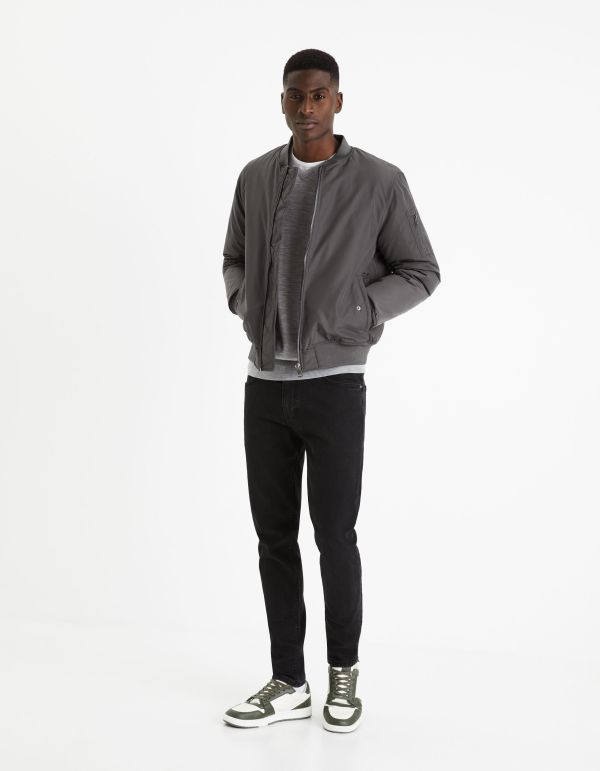 Pull col V  100% laine mérinos - gris chine