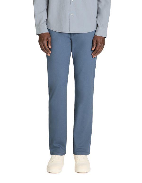 Pantalon straight coton stretch - bleu