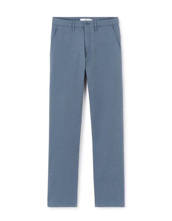 Pantalon straight coton stretch - bleu