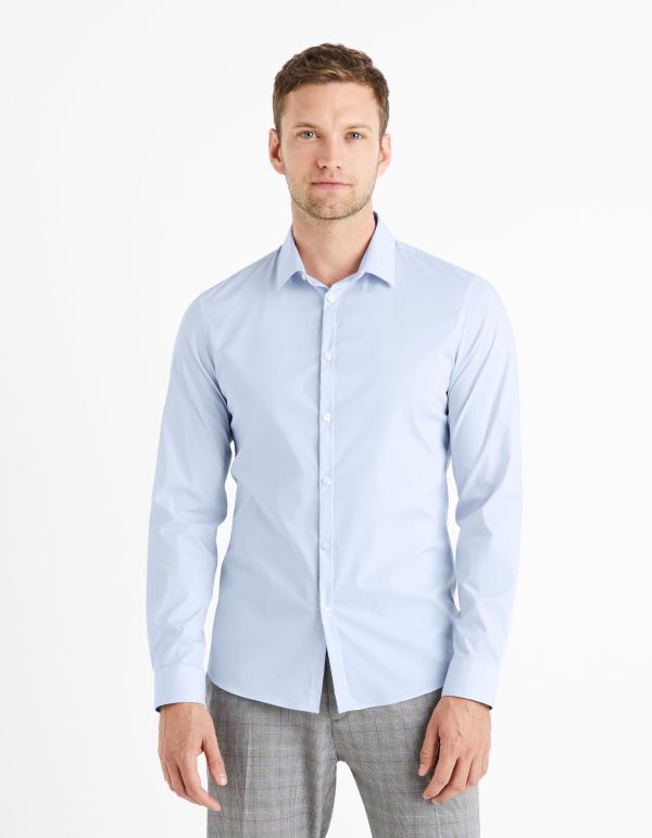 Chemise  extra slim coton stretch - bleu clair