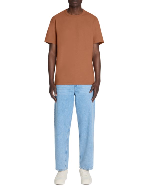 T-shirt boxy col rond 100% coton - noisette