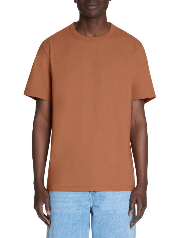 T-shirt boxy col rond 100% coton - noisette