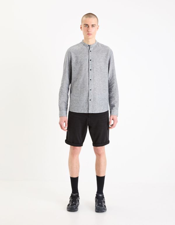 Bermuda en jean effet maille - noir