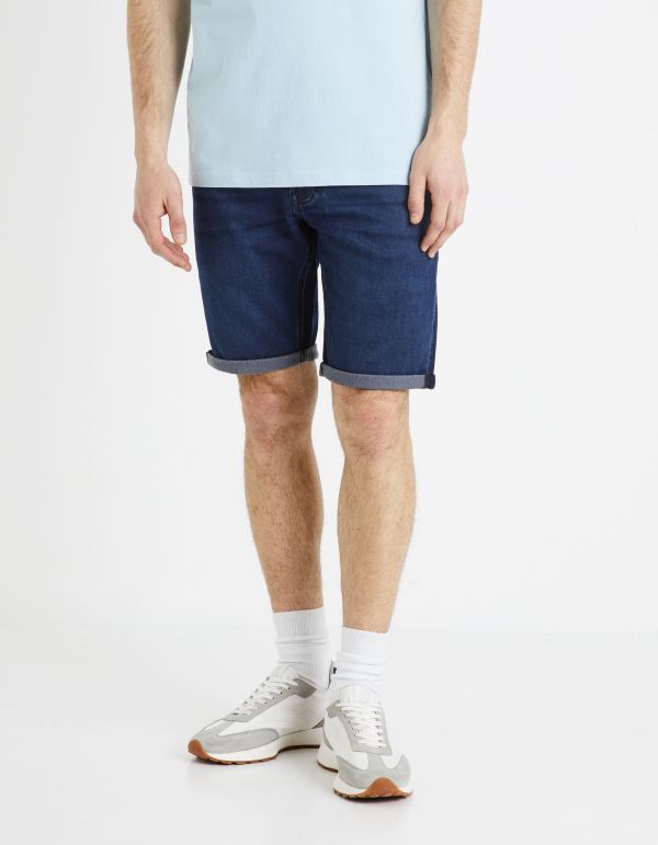 Bermuda en jean effet maille - blueblack