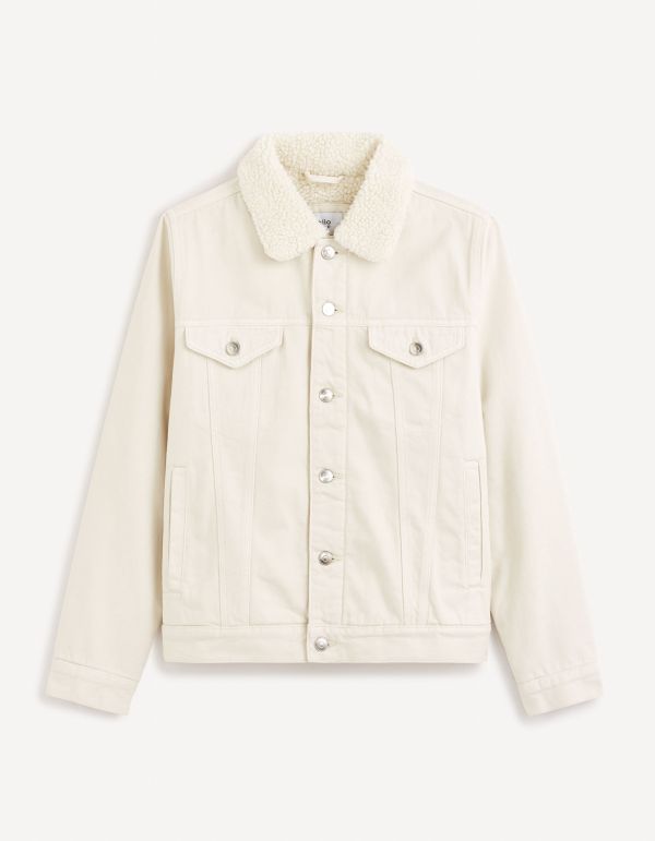 Blouson denim doublé sherpa - écru