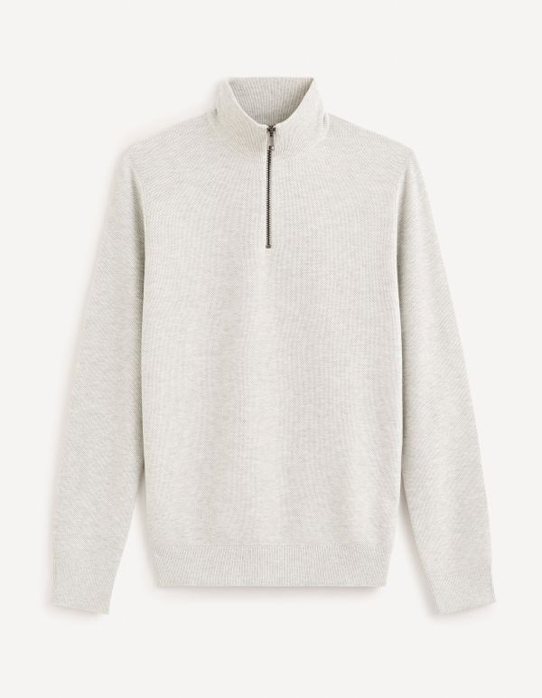 Pull col camionneur 100% coton - gris chine