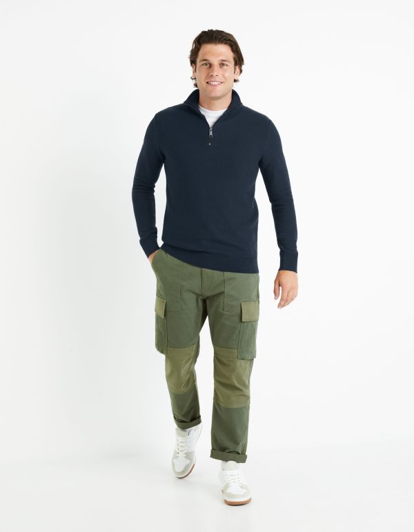 Pull col camionneur 100% coton - marine