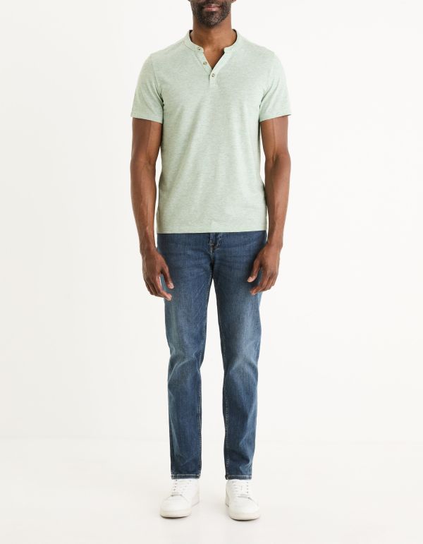 T-shirt col tunisien - vert