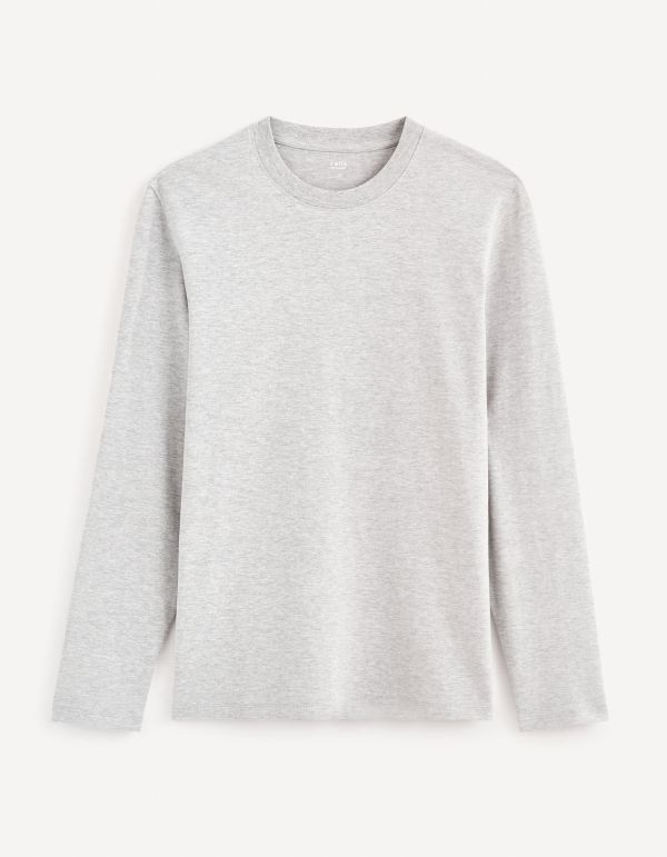 T-shirt col rond  100% coton -gris chine