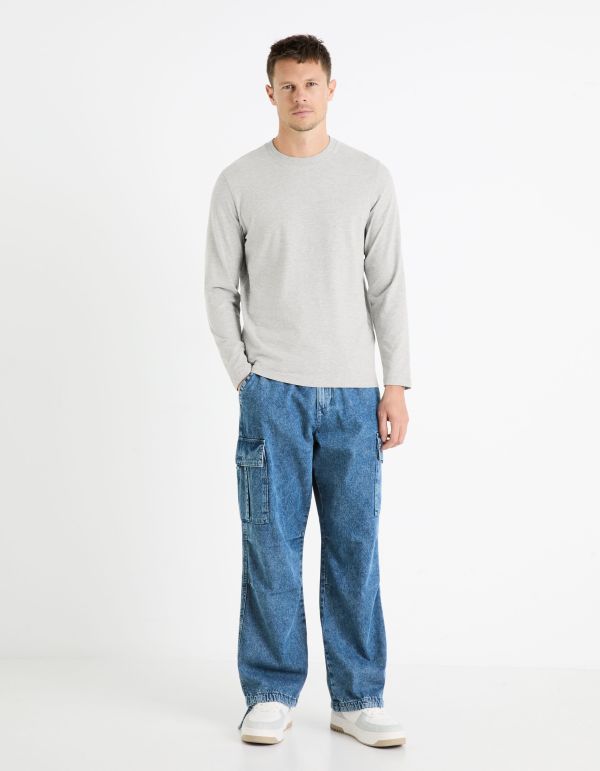 T-shirt col rond  100% coton -gris chine