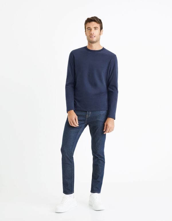 T-shirt col rond 100% coton -marine