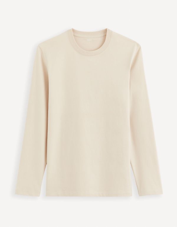 T-shirt col rond 100% coton -beige
