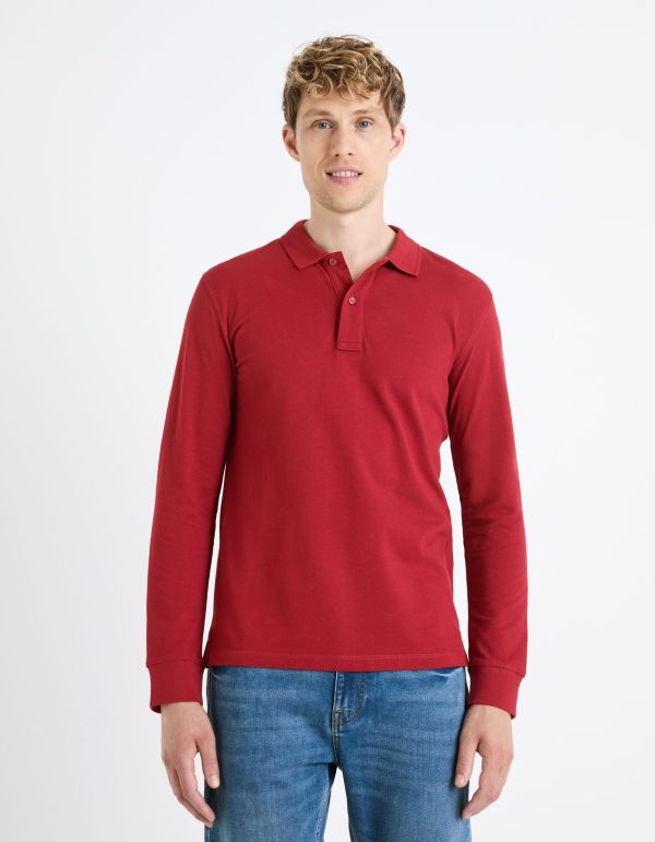 Polo straight piqué 100% coton - bordeaux