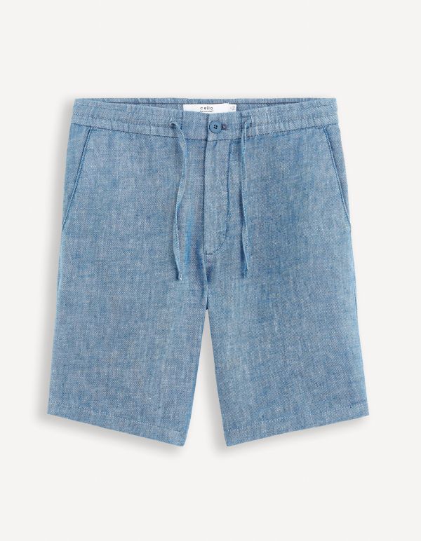 Bermuda 100% lin - bleu