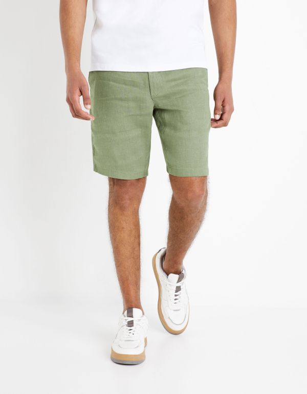 Bermuda 100% lin - olive