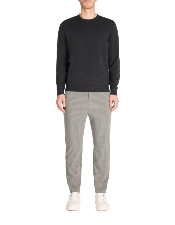 Pull col rond 100% coton - anthracite