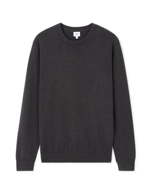 Pull col rond 100% coton - anthracite