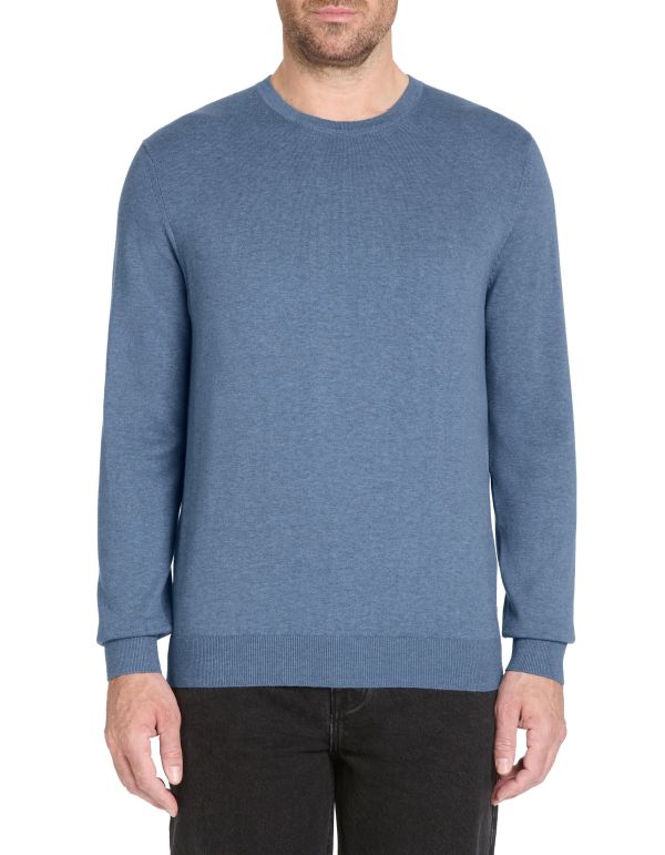 Pull col rond 100% coton - bleu