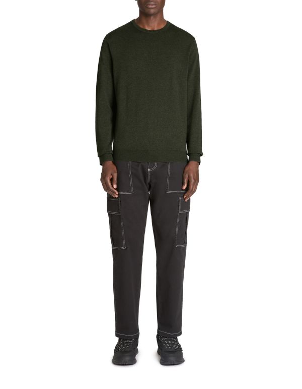 Pull col rond 100% coton - kaki