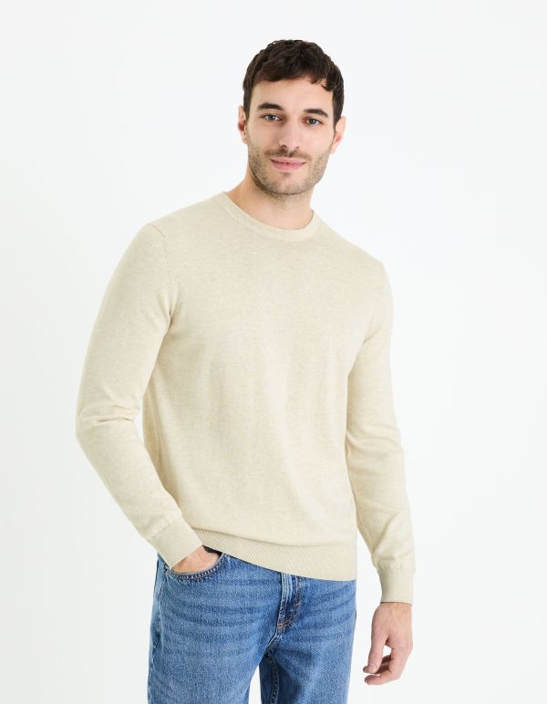 Pull col rond 100% coton - naturel