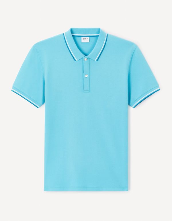 Polo piqué slim en coton stretch - turquoise